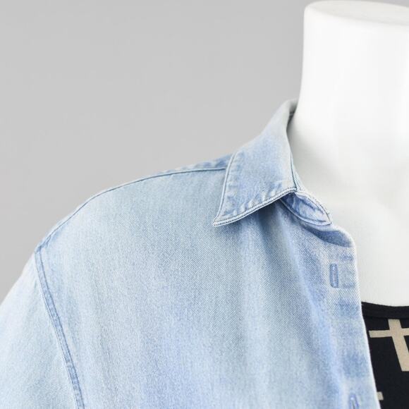 Vintage Distressed Long Sleeve Denim Work Shirt Men's Medium - Picture 4 of 10